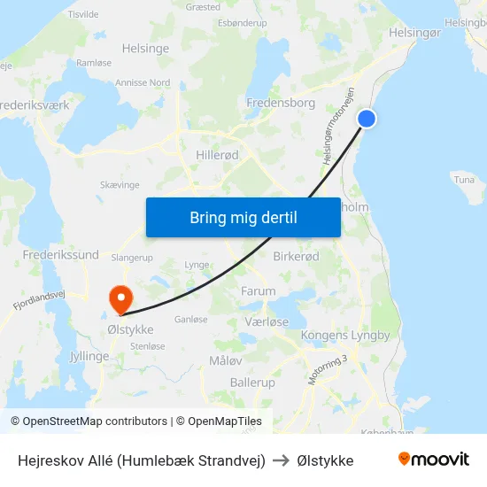 Hejreskov Allé (Humlebæk Strandvej) to Ølstykke map
