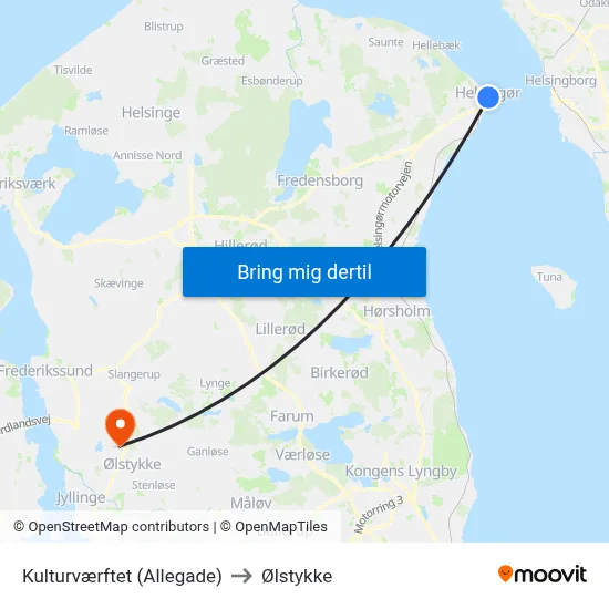 Kulturværftet (Allegade) to Ølstykke map
