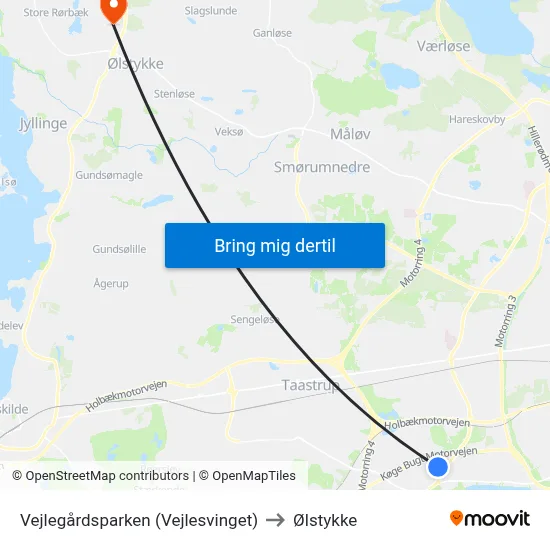 Vejlegårdsparken (Vejlesvinget) to Ølstykke map