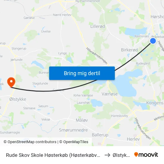 Rude Skov Skole Høsterkøb (Høsterkøbvej) to Ølstykke map