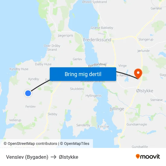 Venslev (Bygaden) to Ølstykke map