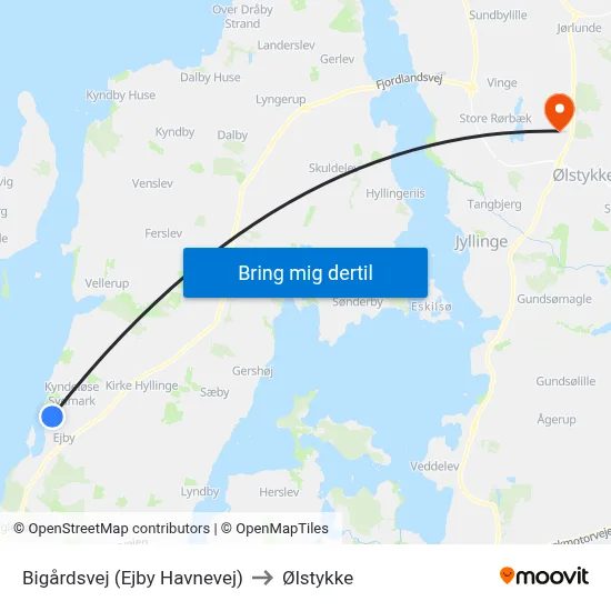 Bigårdsvej (Ejby Havnevej) to Ølstykke map