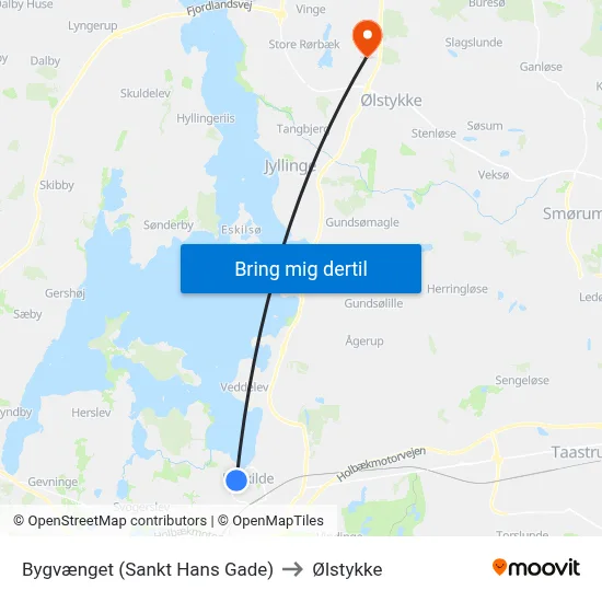 Bygvænget (Sankt Hans Gade) to Ølstykke map