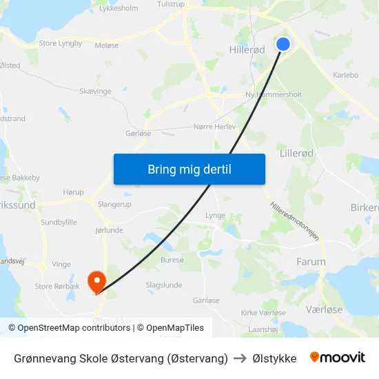 Grønnevang Skole Østervang (Østervang) to Ølstykke map