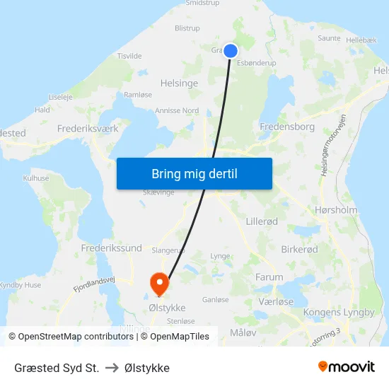 Græsted Syd St. to Ølstykke map
