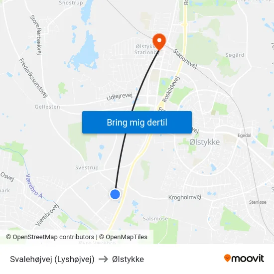 Svalehøjvej (Lyshøjvej) to Ølstykke map