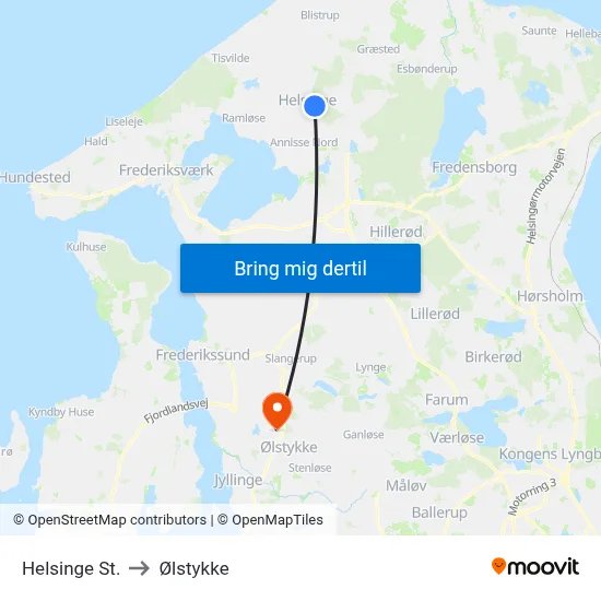 Helsinge St. to Ølstykke map