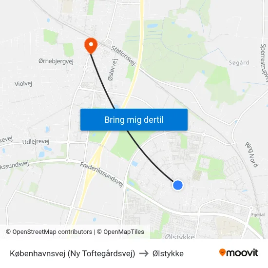 Københavnsvej (Ny Toftegårdsvej) to Ølstykke map