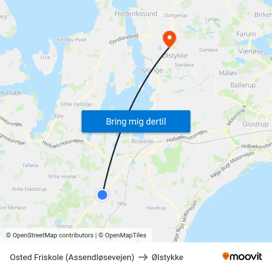 Osted Friskole (Assendløsevejen) to Ølstykke map