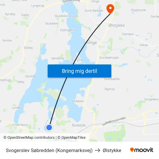 Svogerslev Søbredden (Kongemarksvej) to Ølstykke map