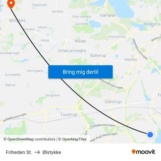 Friheden St. to Ølstykke map
