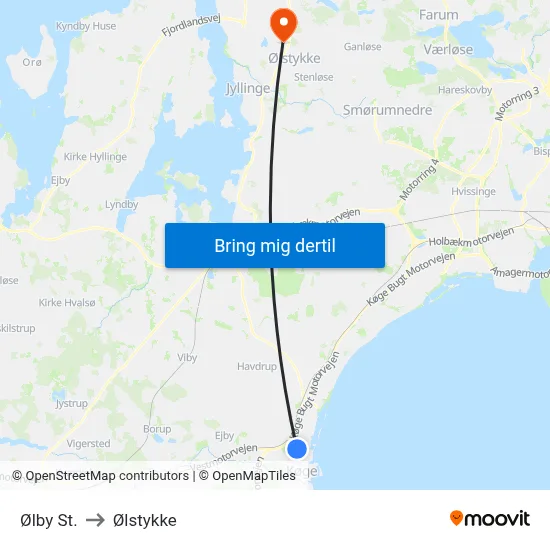 Ølby St. to Ølstykke map