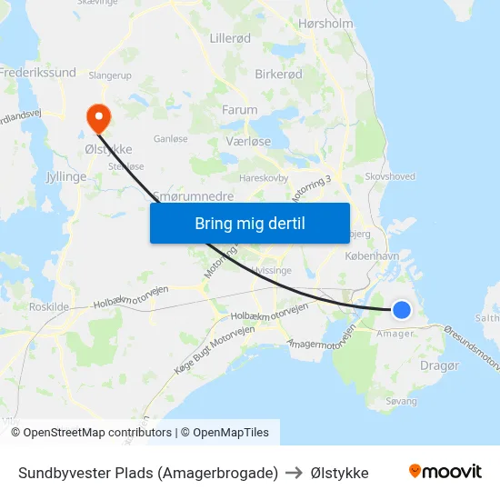 Sundbyvester Plads (Amagerbrogade) to Ølstykke map
