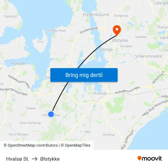 Hvalsø St. to Ølstykke map