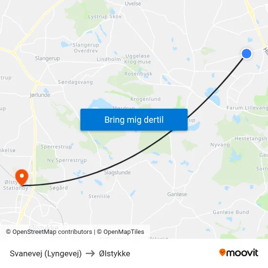 Svanevej (Lyngevej) to Ølstykke map