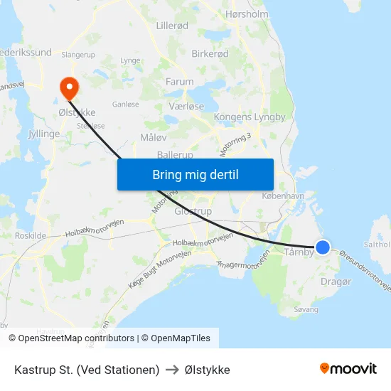 Kastrup St. (Ved Stationen) to Ølstykke map