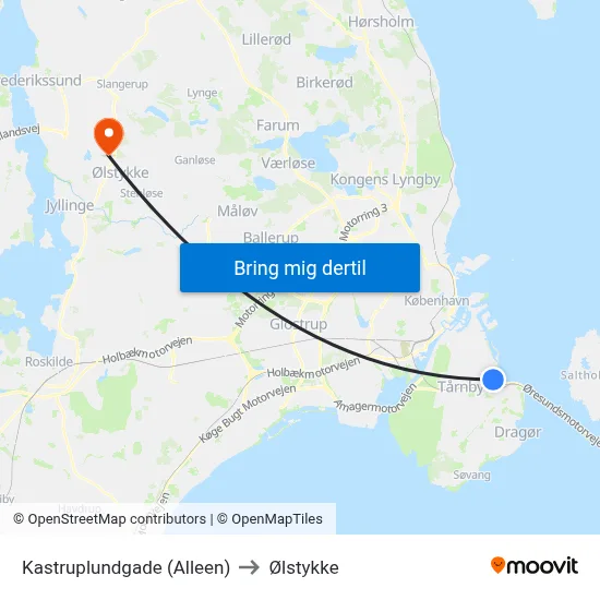 Kastruplundgade (Alleen) to Ølstykke map