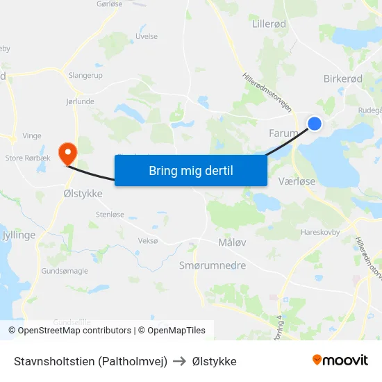 Stavnsholtstien (Paltholmvej) to Ølstykke map