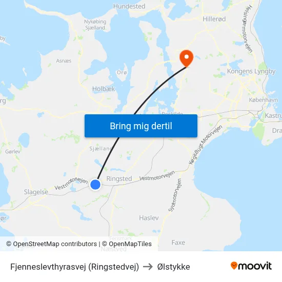 Fjenneslevthyrasvej (Ringstedvej) to Ølstykke map