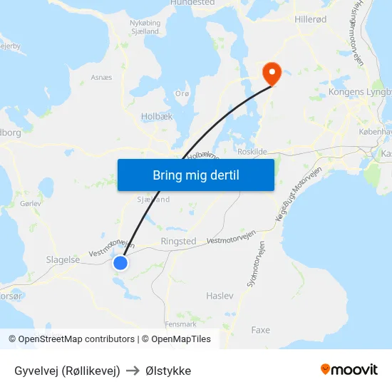 Gyvelvej (Røllikevej) to Ølstykke map