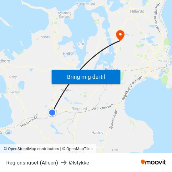 Regionshuset (Alleen) to Ølstykke map