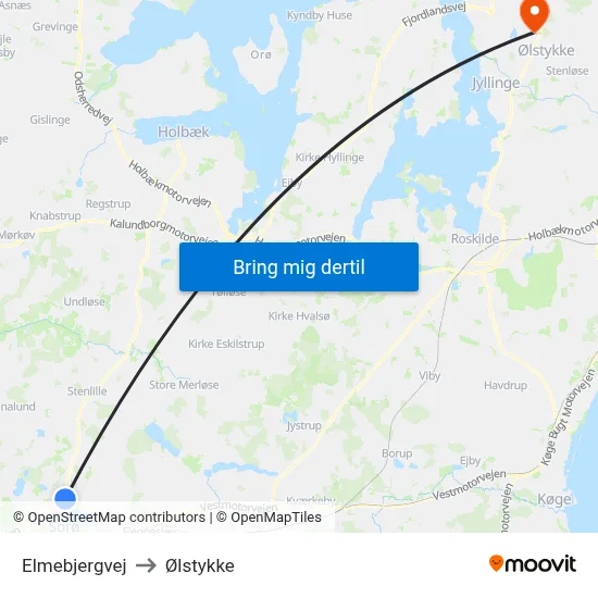 Elmebjergvej to Ølstykke map