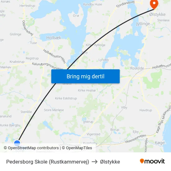 Pedersborg Skole (Rustkammervej) to Ølstykke map