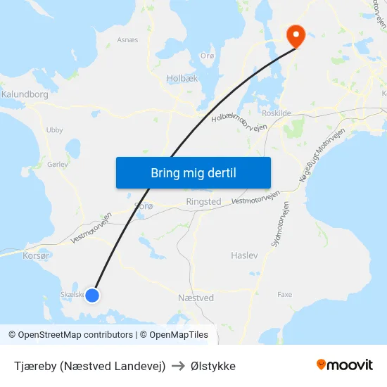 Tjæreby (Næstved Landevej) to Ølstykke map