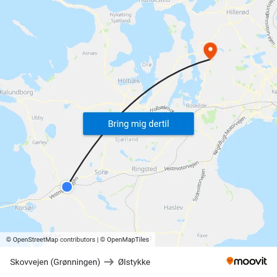 Skovvejen (Grønningen) to Ølstykke map