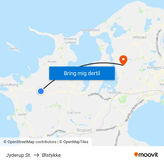 Jyderup St. to Ølstykke map