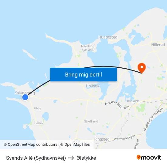 Svends Allé (Sydhavnsvej) to Ølstykke map