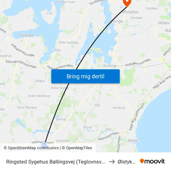 Ringsted Sygehus Bøllingsvej (Teglovnsvej) to Ølstykke map