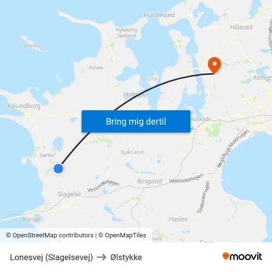 Lonesvej (Slagelsevej) to Ølstykke map