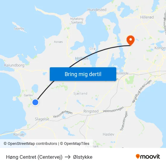 Høng Centret (Centervej) to Ølstykke map