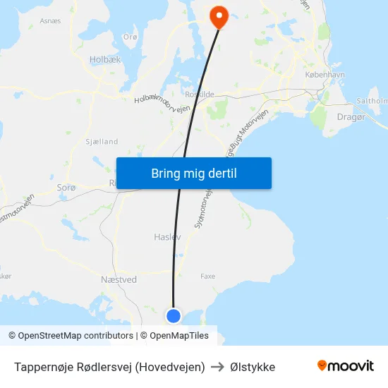 Tappernøje Rødlersvej (Hovedvejen) to Ølstykke map