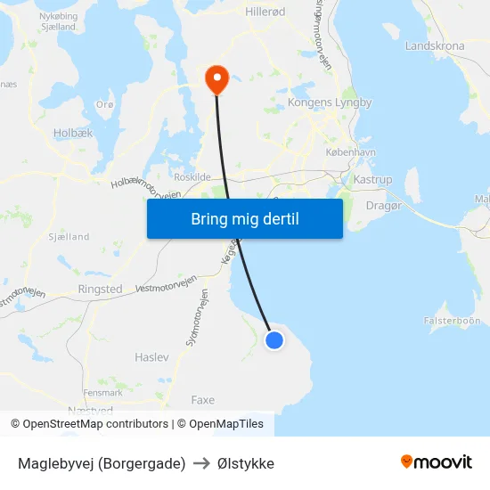 Maglebyvej (Borgergade) to Ølstykke map