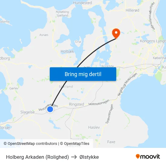 Holberg Arkaden (Rolighed) to Ølstykke map