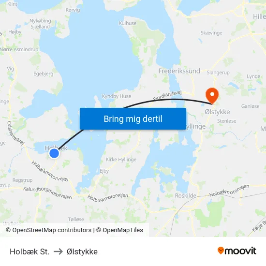 Holbæk St. to Ølstykke map