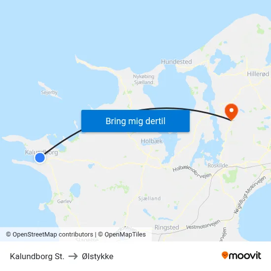 Kalundborg St. to Ølstykke map