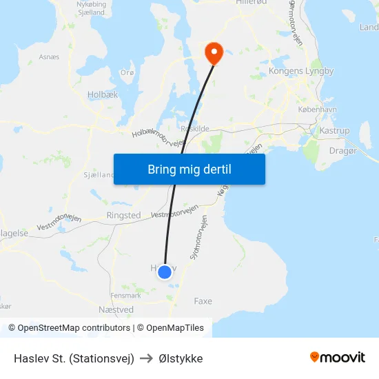 Haslev St. (Stationsvej) to Ølstykke map