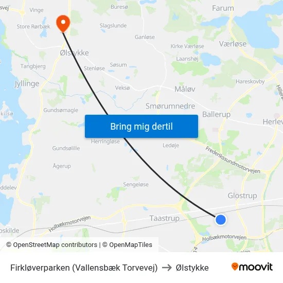 Firkløverparken (Vallensbæk Torvevej) to Ølstykke map
