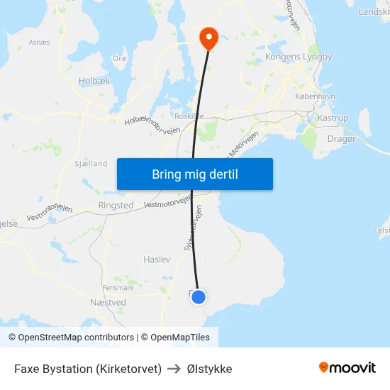 Faxe Bystation (Kirketorvet) to Ølstykke map