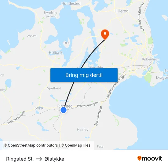 Ringsted St. to Ølstykke map