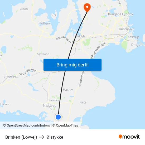 Brinken (Lovvej) to Ølstykke map