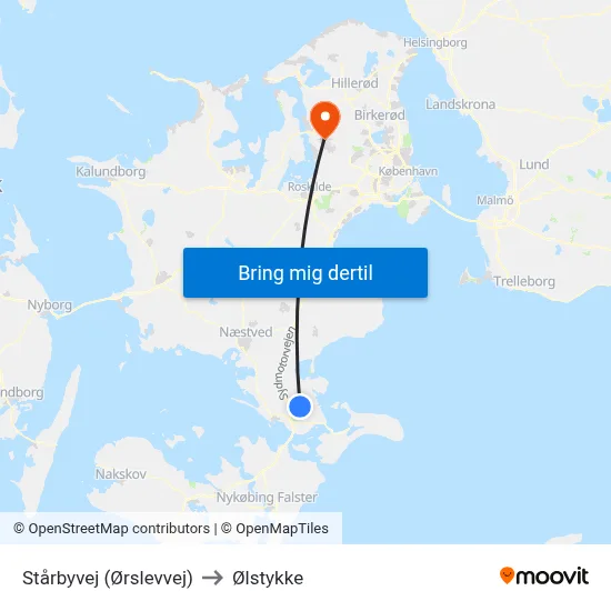 Stårbyvej (Ørslevvej) to Ølstykke map