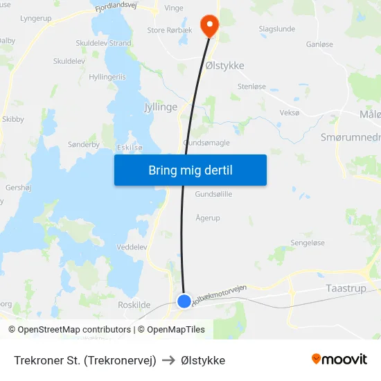 Trekroner St. (Trekronervej) to Ølstykke map