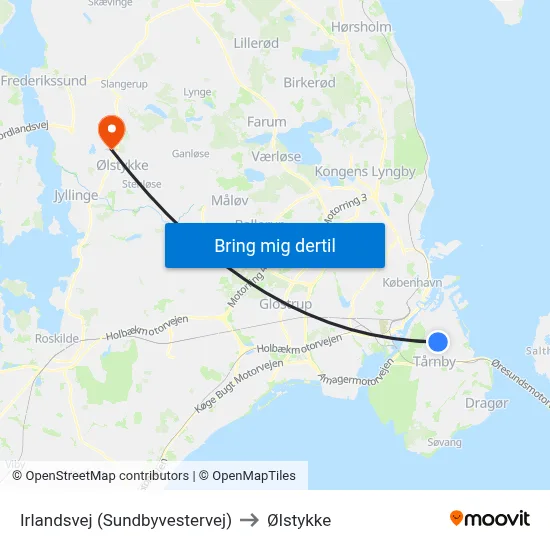 Irlandsvej (Sundbyvestervej) to Ølstykke map