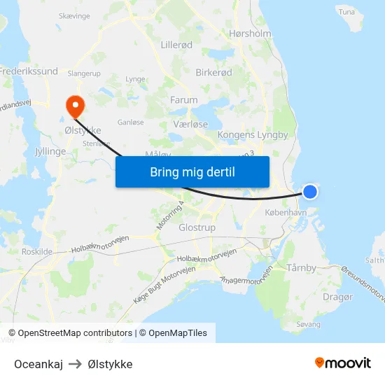 Oceankaj to Ølstykke map