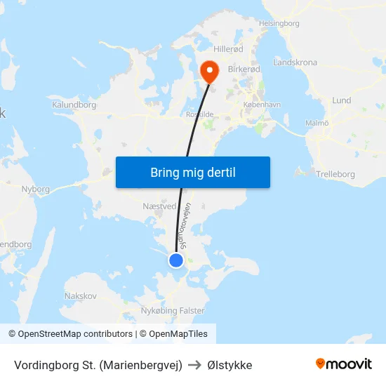 Vordingborg St. (Marienbergvej) to Ølstykke map