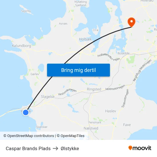 Caspar Brands Plads to Ølstykke map